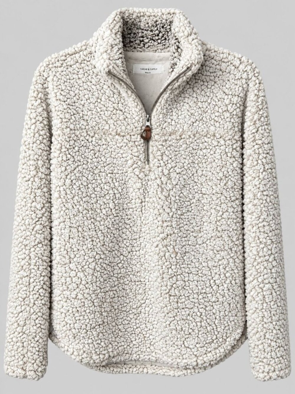 Thread & Supply Sherpa Fleece Pullover Women's L Cream Quarter Zip Cozy Cabin